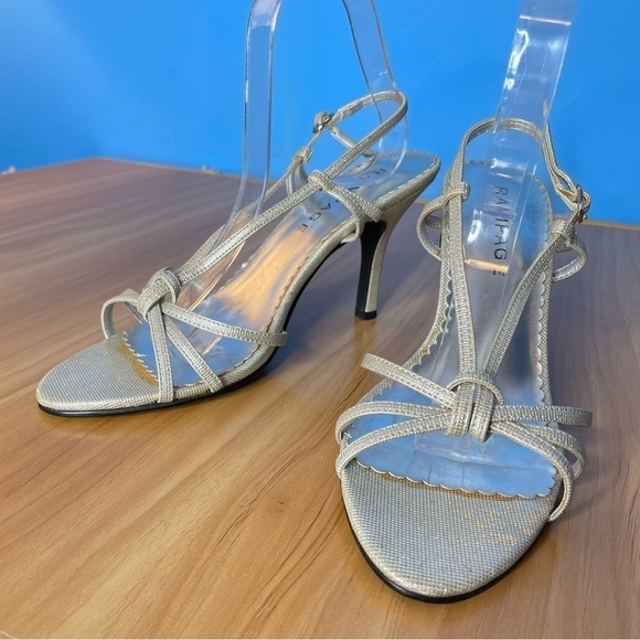 Rampage Kathleen strappy heels gold metallic fabric 9.5 - Picture 1 of 6
